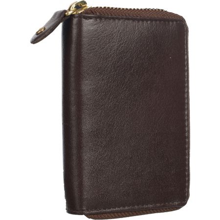 Genuine Leather Zip Unisex Card Holder Brown Colour  MS...