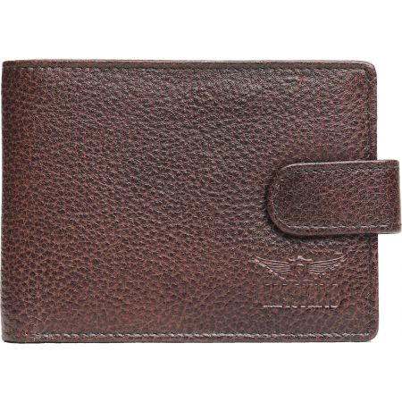 Genuine Leather Button Card Holder Cum Wallet Brown