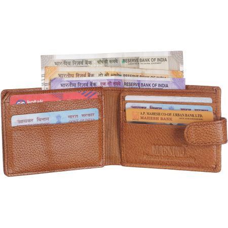 Upper Buttun Mini Wallet Card Holder NDM Tan