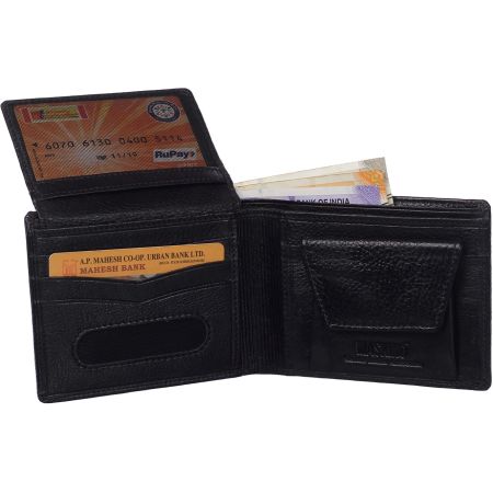 Genuine Leather 5006 NDM Black Over Flap Wallet