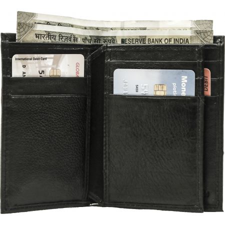 Vertical NDM Genuine Leather Card Holder Black