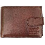 Upper Button Genuine Leather Wallet Brown