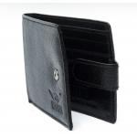 Upper Button Genuine Leather Wallet Black