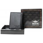 Vertical NDM Genuine Leather Card Holder Black