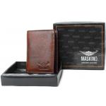 Vertical NDM Genuine Leather Card Holder Brown