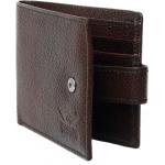 Genuine Leather Button Card Holder Cum Wallet Brown