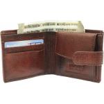 Upper Button Genuine Leather Wallet Brown