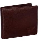 Genuine Leather Inside Button Wallet Brown