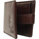 Upper Button Genuine Leather Wallet Brown